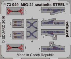 Eduard 73049 Etched Aircraft Detailling Set 1:72 Mikoyan MiG-21 seatbelts Steel