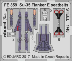 Eduard FE859 Etched Aircraft Detailling Set 1:48 Sukhoi Su-35 Flanker E seatbelt