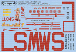 Kits World 132131 Aircraft Decals 1:32 Avro Lancaster 'Lonesome Lola' LL845 WS'L