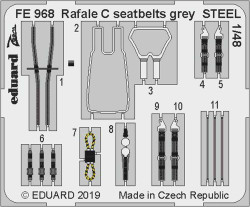 Eduard FE968 Etched Aircraft Detailling Set 1:48 Dassault Rafale C seatbelts gre