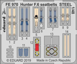 Eduard FE970 Etched Aircraft Detailling Set 1:48 Hawker Hunter F.6 seatbelts Ste