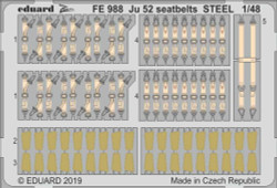 Eduard FE988 Etched Aircraft Detailling Set 1:48 Junkers Ju-52/3M seatbelts Stee