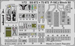 Eduard SS672 Etched Aircraft Detailling Set 1:72 Lockheed-Martin F-16CJ Block 50