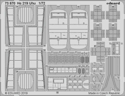 Eduard 73670 Etched Aircraft Detailling Set 1:72 Heinkel He-219 Uhu