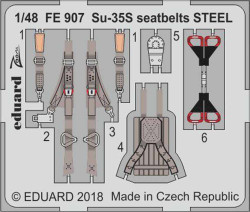 Eduard FE907 Etched Aircraft Detailling Set 1:48 Sukhoi Su-35S Flanker E seatbel