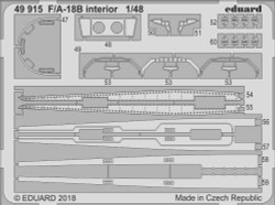 Eduard 49915 Etched Aircraft Detailling Set 1:48 McDonnell-Douglas F/A-18B inter