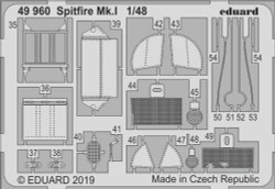 Eduard 49960 Etched Aircraft Detailling Set 1:48 Supermarine Spitfire Mk.1