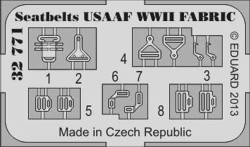 Eduard 32771 Etched Aircraft Detailling Set 1:32 seatbelts USAAF WWII FABRIC