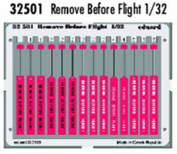 Eduard 32501 Etched Aircraft Detailling Set 1:32 Remove Before Flight/RBF tags.