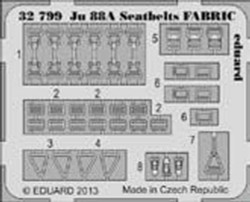 Eduard 32799 Etched Aircraft Detailling Set 1:32 Junkers Ju-88 seatbelts FABRIC