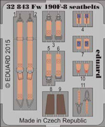Eduard 32843 Etched Aircraft Detailling Set 1:32 Focke-Wulf Fw-190F-8 seatbelts