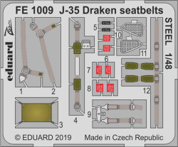 Eduard FE1009 Etched Aircraft Detailling Set 1:48 Saab J-35F Draken seatbelts St