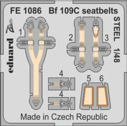 Eduard FE1086 Etched Aircraft Detailling Set 1:48 Messerschmitt Bf-109C seatbelt