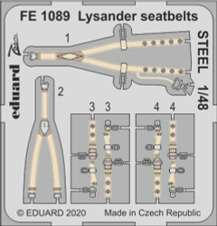 Eduard FE1089 Etched Aircraft Detailling Set 1:48 Westland Lysander seatbelts St