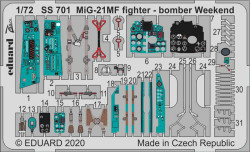 Eduard SS701 Etched Aircraft Detailling Set 1:72 Mikoyan MiG-21MF fighter-bomber