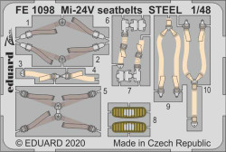 Eduard FE1098 Etched Aircraft Detailling Set 1:48 Mil Mi-24V/VP seatbelts Steel