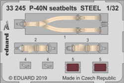 Eduard 33245 Etched Aircraft Detailling Set 1:32 Curtiss P-40N Warhawk seatbelts