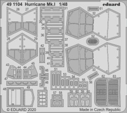 Eduard 491104 Etched Aircraft Detailling Set 1:48 Hawker Hurricane Mk.I