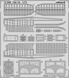 Eduard 73699 Etched Aircraft Detailling Set 1:72 Yakovlev Yak-1b
