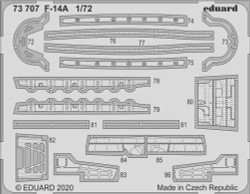 Eduard 73707 Etched Aircraft Detailling Set 1:72 Grumman F-14A Tomcat