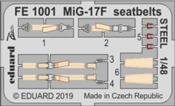 Eduard FE1001 Etched Aircraft Detailling Set 1:48 Mikoyan MiG-17F seatbelts Stee