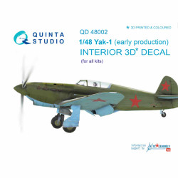 Quinta Studio 48002 Yakovlev Yak-1 (early production)  1:48 3D Printed Decal
