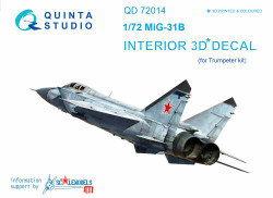 Quinta Studio 72014 Mikoyan MiG-31B/BM Foxhound  1:72 3D Printed Decal