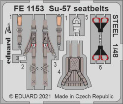 Eduard FE1153 Etched Aircraft Detailling Set 1:48 Sukhoi Su-57 Frazor seatbelts