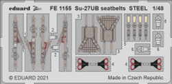 Eduard FE1155 Etched Aircraft Detailling Set 1:48 Sukhoi Su-27UB seatbelts Steel