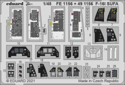 Eduard FE1156 Etched Aircraft Detailling Set 1:48 General-Dynamics F-16I SUFA