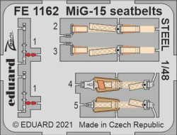 Eduard FE1162 Etched Aircraft Detailling Set 1:48 Mikoyan MiG-15 seatbelts Steel