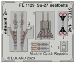Eduard FE1129 Etched Aircraft Detailling Set 1:48 Sukhoi Su-27S seatbelts Steel
