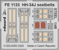 Eduard FE1133 Etched Aircraft Detailling Set 1:48 Sikorsky HH-34J seatbelts Stee