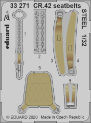 Eduard 33271 Etched Aircraft Detailling Set 1:32 Fiat CR.42 seatbelts Steel