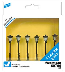 Viessmann 60706 Park Lamp Black 56mm LED Warm White Set (6) HO