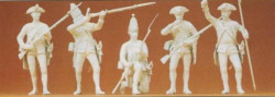 Preiser 57811 Prussians (1756) Firing (5) Unpainted Figures 1:24