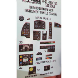 Kits World KW3D1321050 DH Mosquito FB MKVI Instrument Panel 3D Decals 1:32 60326