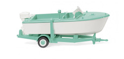 Wiking 009503  Trailer Mounted Motor Boat Signal White/Mint Green 1961-65 HO