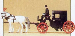 Preiser 30452 Horse Drawn Black Carriage HO