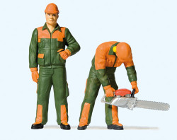 Preiser 44912 Modern Lumberjacks Green/Orange Uniform (2) Figure Set G Gauge