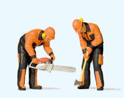 Preiser 44914 Modern Lumberjacks Orange/Black Uniform (2) Figure Set G Gauge
