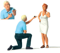 Preiser 44932 Marriage Proposal with Ring Figure Set G Gauge
