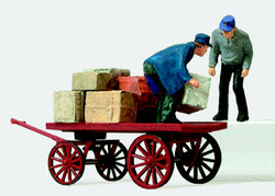 Preiser 28084 Loading Workers with Cart Figure HO
