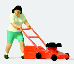 Preiser 28085 Mowing the Lawn Figure HO