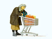 Preiser 29095 Homeless Woman with Trolley Figure HO