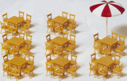Preiser 17201 Tables (8) Chairs (48) Sunshade Kit HO