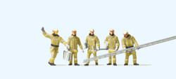 Preiser 10770 Firemen Beige Uniform Arriving (5) Exclusive Figure Set HO