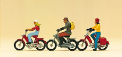 Preiser 10125 Mopeds with Riders (6) Exclusive Figure Set HO