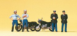 Preiser 10191 Gendarmerie (4) with Motorcycles (2) Exclusive Figure Set HO