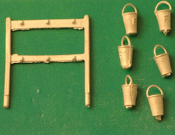 Springside DA58 Fire Buckets and Stands (2 Sets) Whitemetal Kit OO Gauge